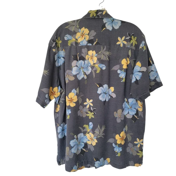Tommy Bahama Blue and Yellow Floral Men's Shirt - Picture 7 of 7